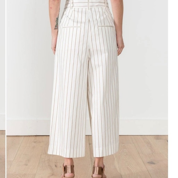 Tibi Bianca Crop Pant Ivory Multi Womens Size 6 High Waist Wide Leg Preppy - Picture 2 of 16